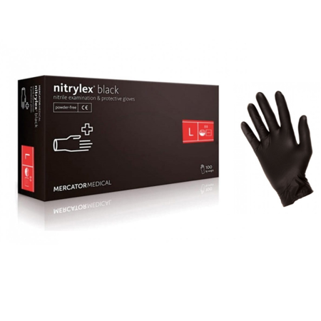 Rękawiczki nitrylowe Rękawice Czarne 100 szt. L